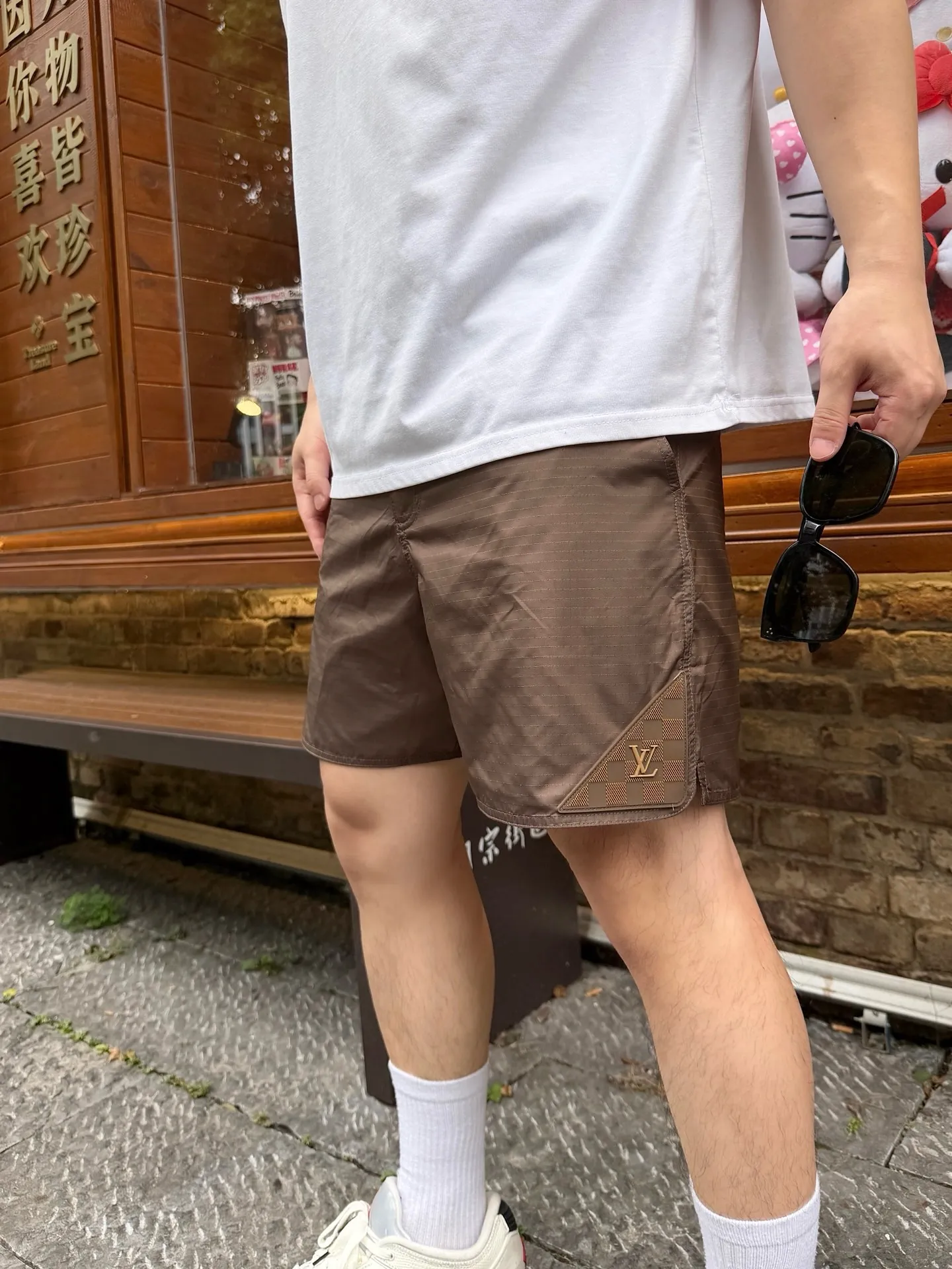 Louis Vuitton/Louis Vuitton 26ss hem silicone logo nylon beach shorts